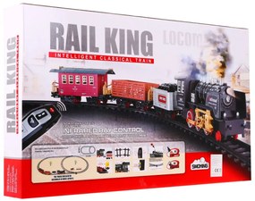 Diaľkovo ovládaný vláčik s dráhami pre deti 3+ funkcia dymu ZKT.19039-8