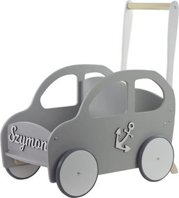 Drevené auto pre chlapcov / chodítko šedá