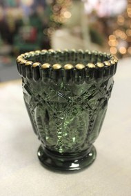 Zelený sklenený svietnik na čajovú sviečku 10cm
