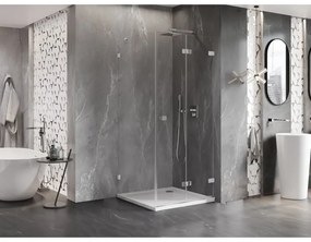 Mexen Lunar-F, 1-krídlový sprchový kút so skladacími dverami, pravý, 80 x 80 cm, 8mm číre sklo, chrómový profil, 836-080-080-01-00-P