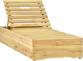 Ležadlo so sivohnedým vankúšom impregnované borovicové drevo