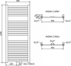 Mexen Hades, vykurovacie teleso 1200 x 500 mm, 444 W, zlatá, W104-1200-500-00-50
