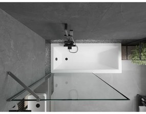 Mexen Next, 1-krídlová vaňová zástena 100 x 150 cm, 6mm číre sklo - čierny vzor, brúsená grafitová, 895-100-000-00-70-66