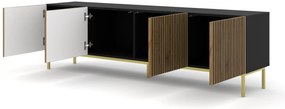 TV skrinka/stolík F 4D 200 Rowanna (dub artisan + čierna + zlatá). Akcia -20%. Vlastná spoľahlivá doprava až k Vám domov. 1125064