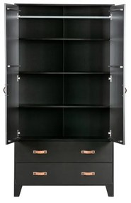 Čierna šatníková skriňa z borovicového dreva WOOOD Dian