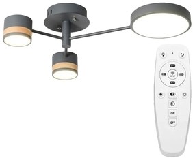 Toolight - LED stropná lampa 3-ramenná APP210-3CPR + diaľkové ovládanie, šedá-hnedá, OSW-08472