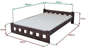 Posteľ Naomi zvýšená 140 x 200 cm, orech Rošt: Bez roštu, Matrac: Matrac COCO MAXI 20 cm