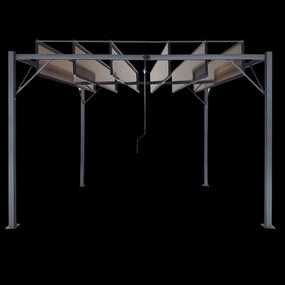 Garden Line ZÁHRADNÁ PERGOLA S POHYBLIVÝMI POLYKARBONÁTOVÝMI LAMELAMI 3 x 3 M HNEDÁ *4016