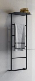 Sapho Sapho, SKA nástenný držiak uterákov s policou 454x1184x252mm, čierna mat, SKA701