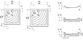 Ravak A007701120 - Štvorcová sprchová vanička ANGELA 90x90 cm biela