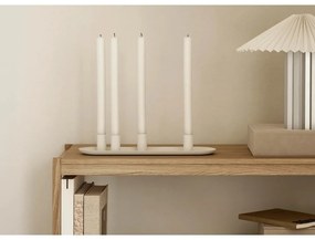 Biela/v striebornej farbe stolová lampa so stmievačom s textilným tienidlom (výška 36 cm) Taite – Blomus