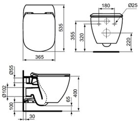 Ideal Standard Tesi- Závesné WC s AQUABLADE® T007901