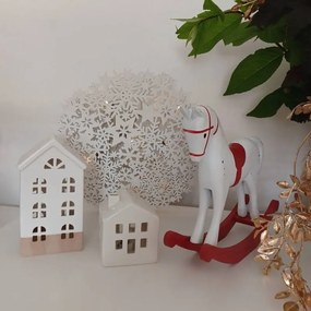 DECOLED Drevené dekorácie snehové vločky s LED svetlami, 26x29x3,2 cm