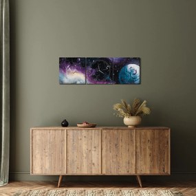 Obraz - Maľovaný vesmír (s hodinami) (90x30 cm)