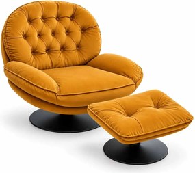 LuxuryForm DESIGN Otočné kreslo LUNA s podnožkou - medové