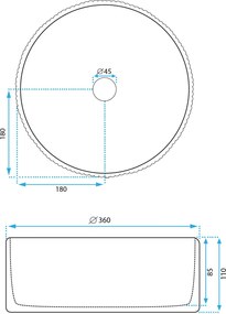 Rea Delia, umývadlo na dosku 360x360x110mm, biela lesklá, REA-U0601