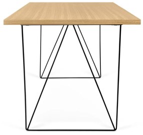 Pracovný stôl v dekore dubového dreva s čiernymi nohami TemaHome Flow, 140 x 75 cm