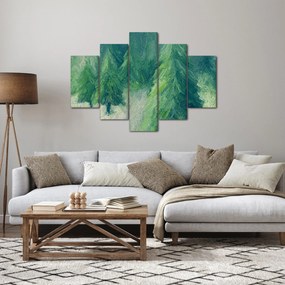 Obraz - Maľované ihličnany (150x105 cm)