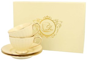 Porcelánová šálka na nohe s podšálkou Ecru Nina 120 ml sada 2ks