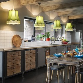 Sada 4 retro závesných svietidiel zelená 45 cm - Granny