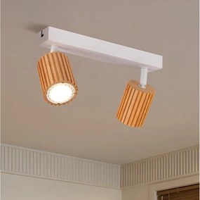 Brilagi - Bodové svietidlo MODERN WOOD 2xGU10/8W/230V drevené/biela