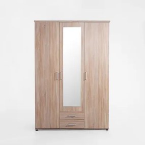 Šatníková skriňa BIANCA so zrkadlom 3-dverová dub sonoma