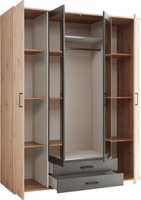 Šatníková skriňa Chicago, 159 cm, dub artisan/antracit