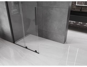 Mexen Velar L, posuvná sprchová zástena Walk-in 110 x 200 cm, 8mm číre sklo, čierna matná, 871-110-003-03-70
