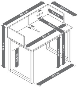Stolík s obrubou po bokoch, sivý