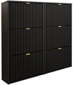 Skrinka na topánky Laro II Stojaci Čierna/Čierna/ Zlatý