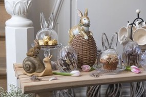Sklenený podnos na nohe s poklopom a uškami - Ø 11*24 cm