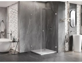 Mexen Lunar-B, pravostranný výklopný sprchový kút 80 x 80 cm, 8mm číre sklo, chrómový profil, 832-080-080-01-00-P