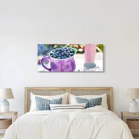 Obraz - čučoriedky v hrnčeku (120x50 cm)