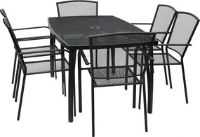 Kovová záhradná stolička 4 ks RIVER, čierna