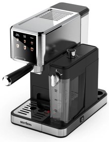 Pákový kávovar s napeňovačom mlieka BestBerg BBCF-2032 / 1350 W / 1,2 l / 20 bar / strieborná/čierna