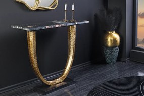 Konzola OMEGA 80cm mramorová čierna so zlatým rámom ručne vyrobená