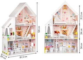 Drevený domček pre bábiky XXL púdrový ECOTOYS