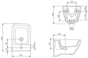 Cersanit Crea WC bidet závesný hranatý, biela, K114-010