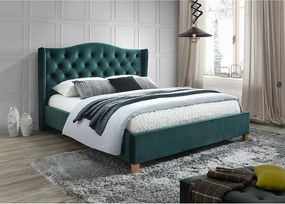 Najlacnejsinabytok ASPEN VELVET manželská posteľ 180x200cm, zelená,dub