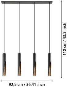Eglo 901733 - LED Luster na lanku BARBOTTO 4xGU10/4,5W/230V 3000K čierna/hnedá