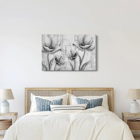 Obraz - Čiernobiele kvety na pozadí (90x60 cm)