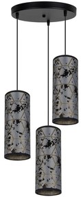 Luster na lanku AVALO 3xE27/60W/230V pr. 35 cm šedá/čierna