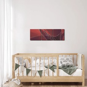 Obraz - Červená abstraktná kvetina N⁰2 (s hodinami) (90x30 cm)