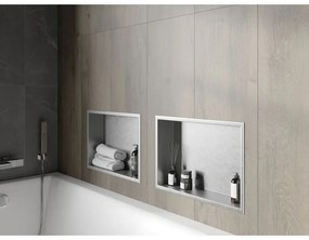 Mexen X-Wall-R, polička na zapustenie na obklad s golierom 45 x 30 cm, oceľová, 1910453010