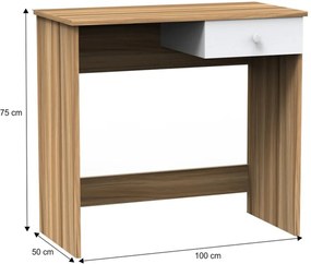 PC stôl, orech/biela, BISE