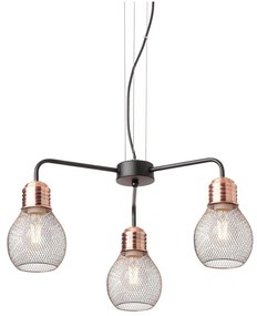 Redo 01-1579 - Luster na lanku EDISON 3xE27/42W/230V, priemer 53 cm, čierna/medená