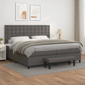 Boxspring posteľ s matracom sivá 200x200 cm umelá koža 3137687