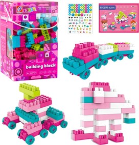 LEAN Toys Priestorové stavebné bloky Pastelová ružová 360 el.