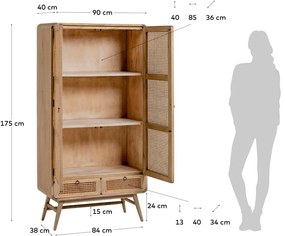 Šatníková skriňa z masívu mindi v prírodnej farbe 90x175 cm Nalu – Kave Home