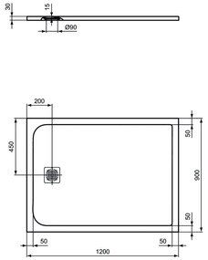 Ideal Standard Ultra Flat S - Sprchová vanička 1200x900 mm, biela K8230FR